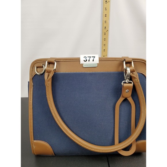 Little Unicorn Manifest Weekender Diaper Bag Blue Side Zipper Logo Leather Strap - Picture 9 of 9